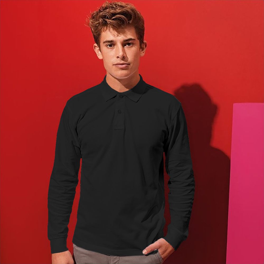 Klassisches Langarm-Piqué-Poloshirt