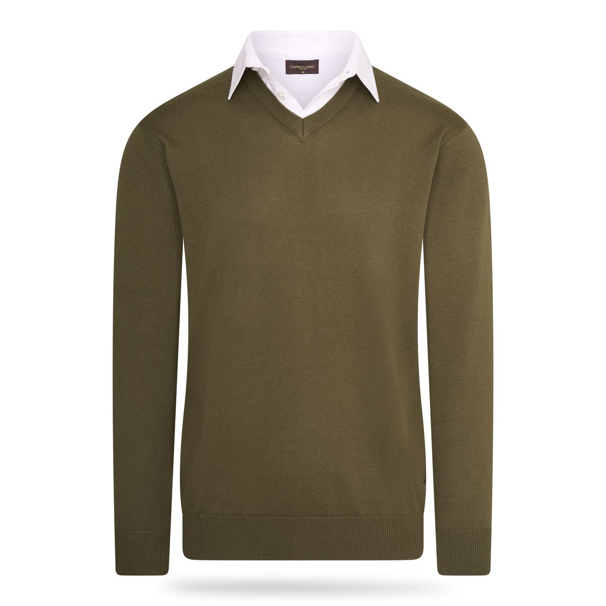 V-Ausschnitt Strickpullover mit Hemdkragen