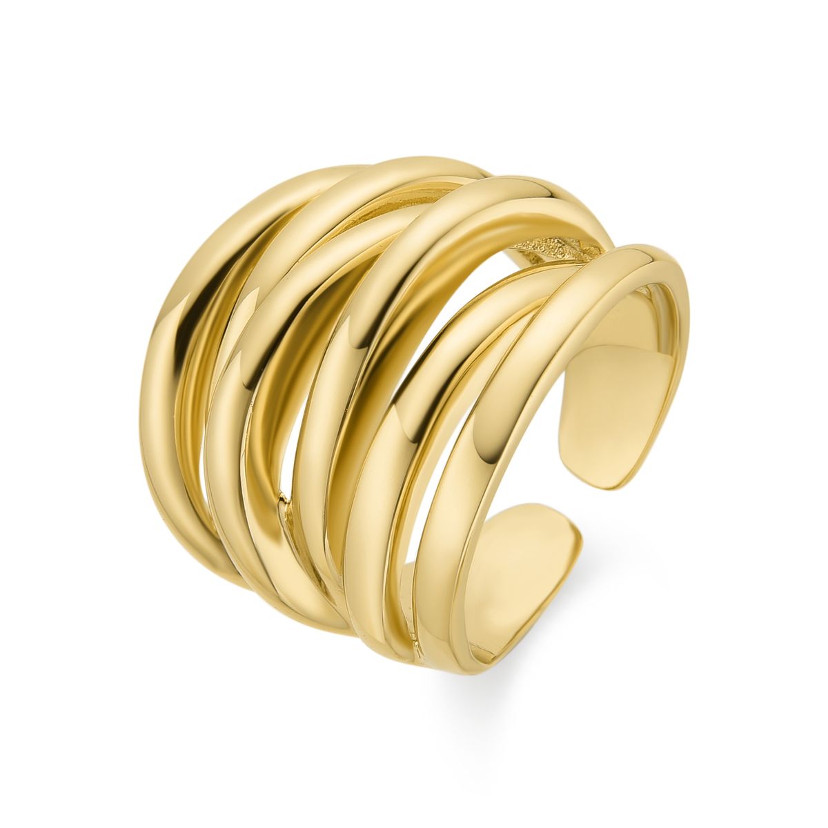 Auffälliger, mehrreihiger, vergoldeter Ring