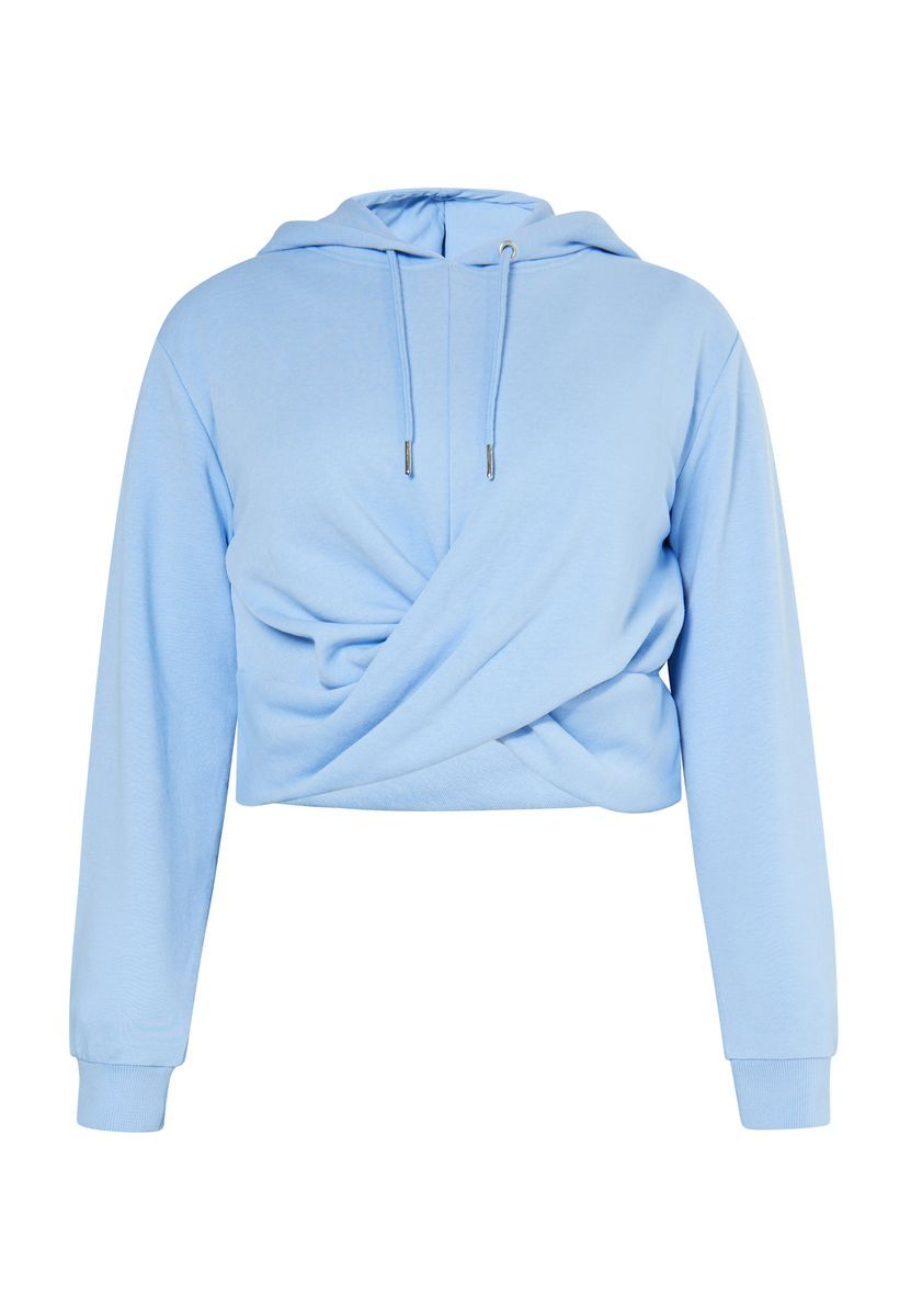 Kurzgeschnittenes Twist-Front Kapuzen-Sweatshirt