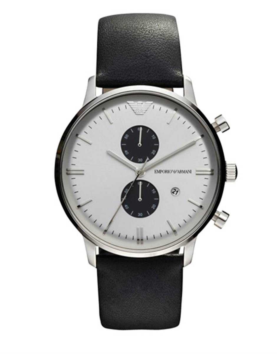 Minimalistische Chronographenuhr mit Lederarmband