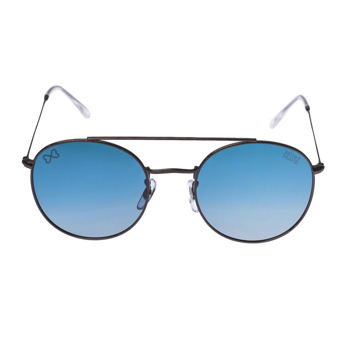 Runde Sonnenbrille mit blauen Gläsern