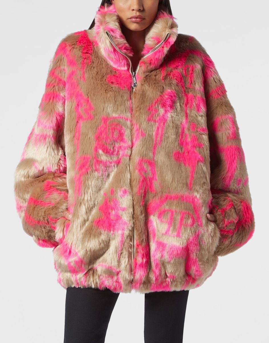 Oversize Bomberjacke aus Kunstfell