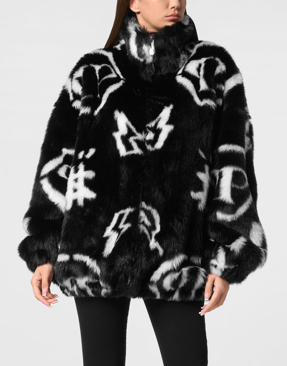 Oversize Bomberjacke aus Kunstfell