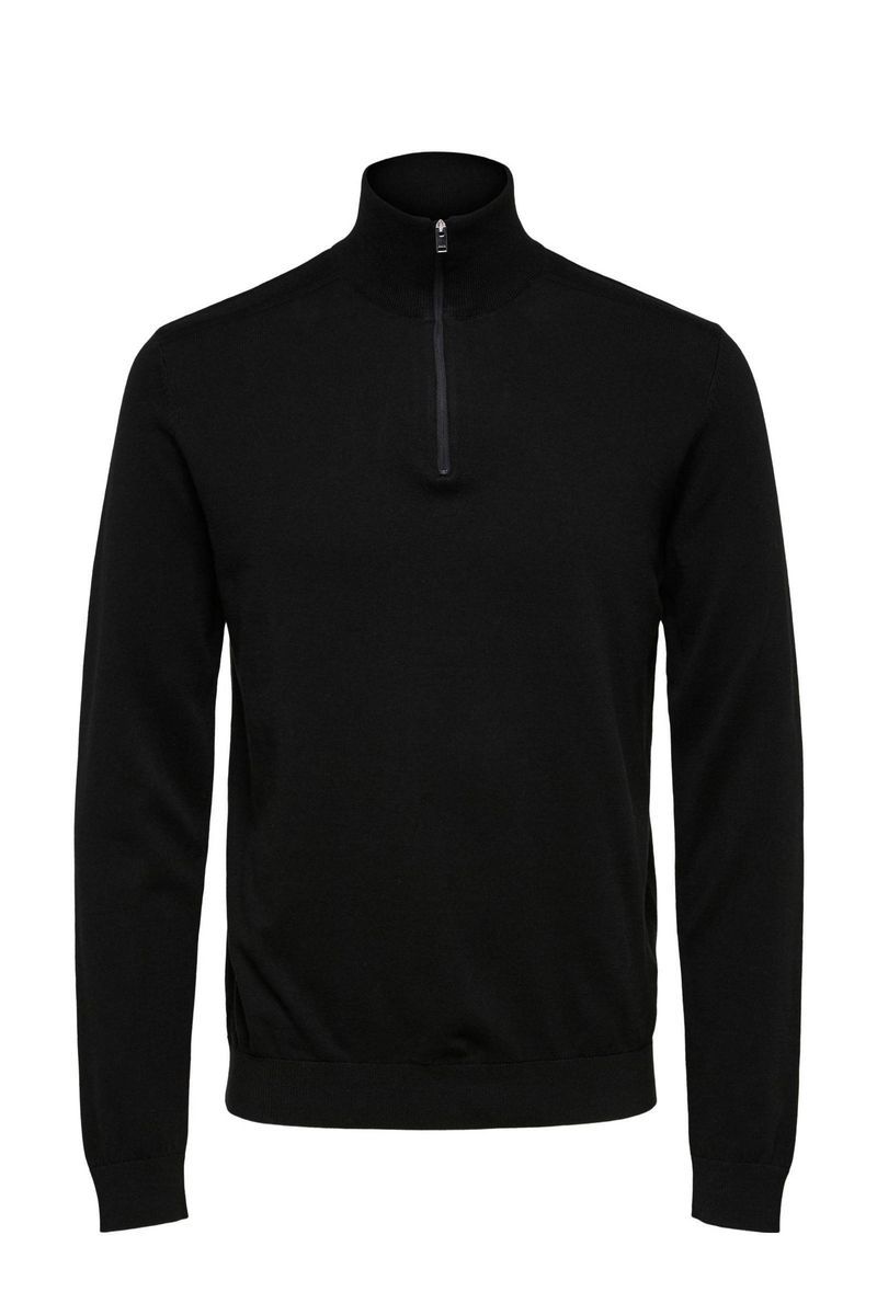 Herren Merino-Wollpullover mit halbem Reißverschluss