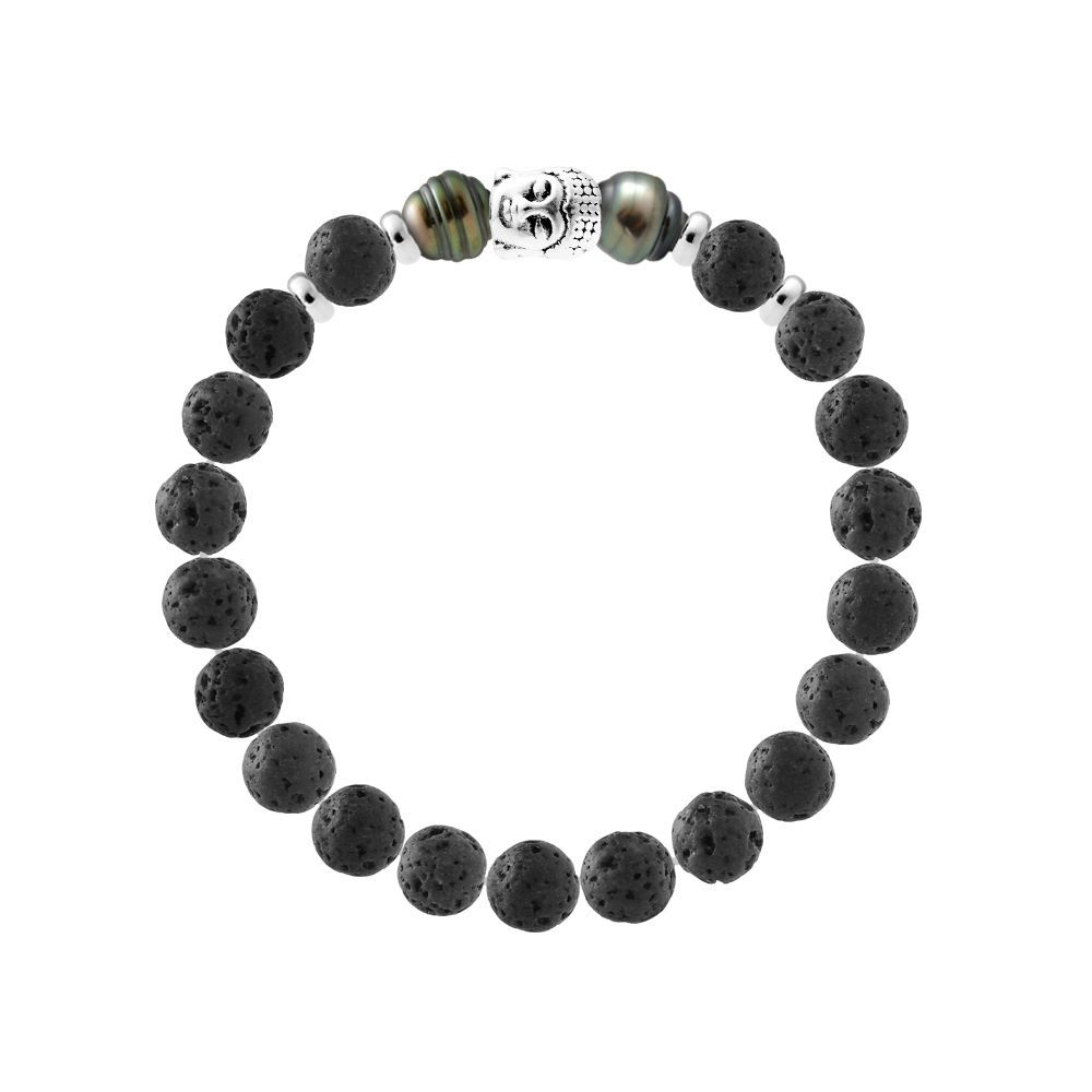 Buddha-Armband aus Lavasteinperlen
