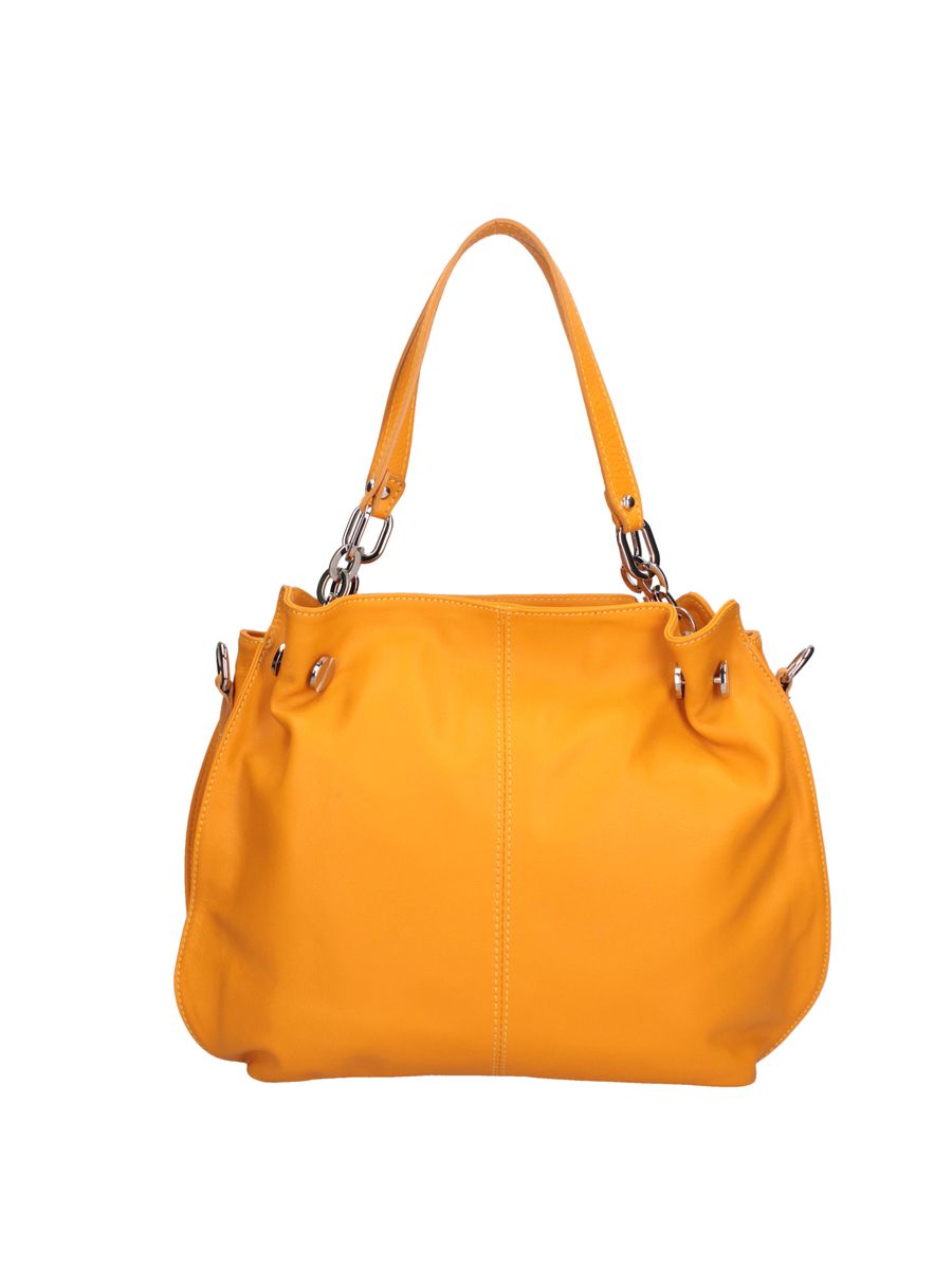 Gelbe Leder Tote Bag mit Anhänger