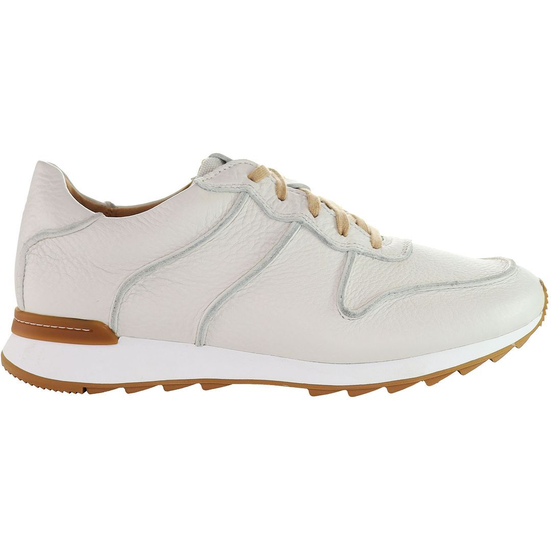Weiße lässige Leder-Trainer-Sneakers