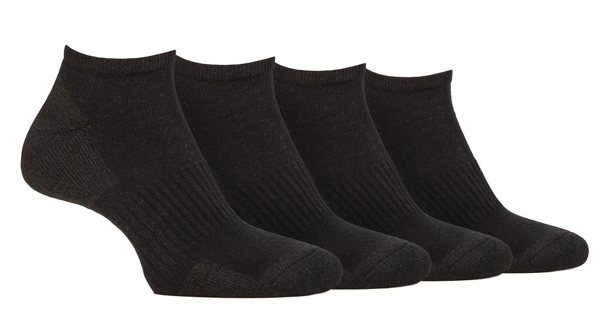 Mens Cushioned Trainer Socken | Jeep | 4 Pack atmungsaktiv gepolstert Low Cut Socken - schwarz