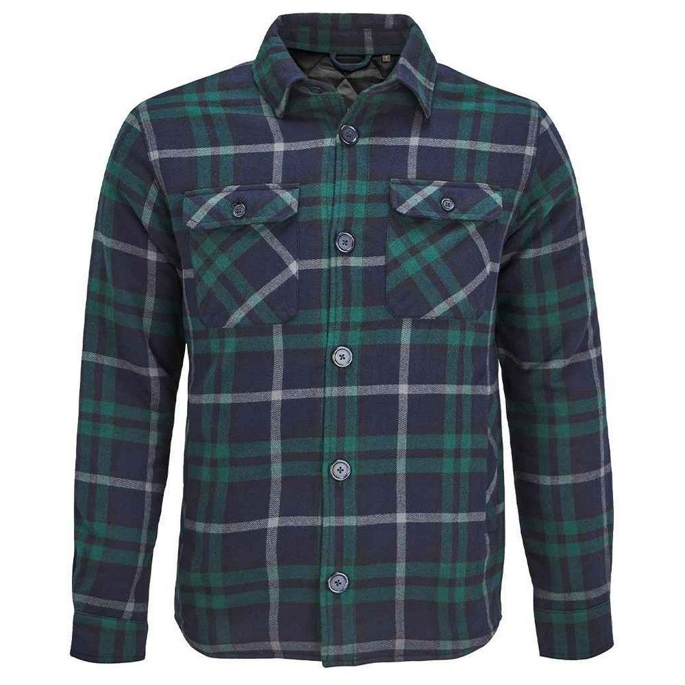 Grün-marineblau kariertes Flanell-Hemdjacke