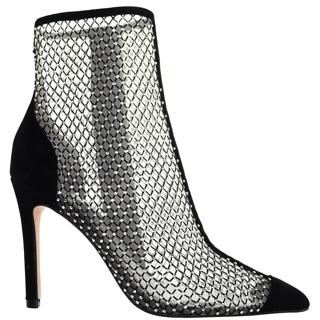 Kristallverzierte Mesh-Stiefeletten