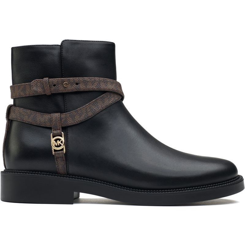 Schwarze Leder-Stiefeletten mit Riemen