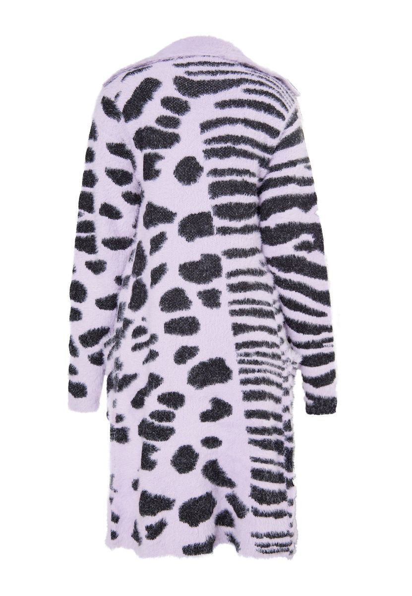 Oversize-Strickcardigan mit Animal-Print-Mix