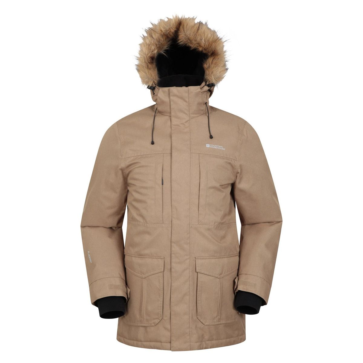 Herren Longline Parka mit Kunstfellkapuze