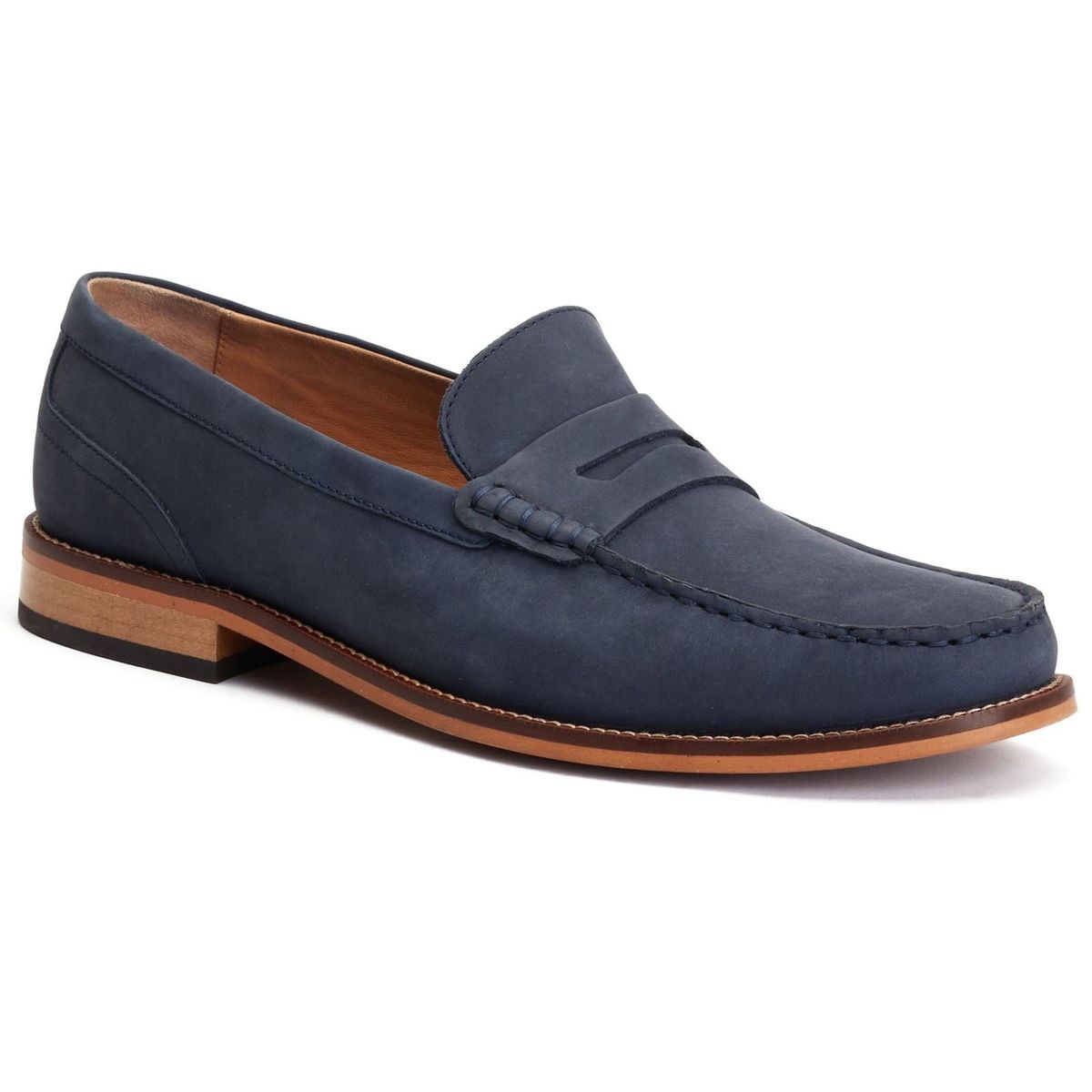 Base London Garfield Herren Mokassins aus Leder in Marineblau