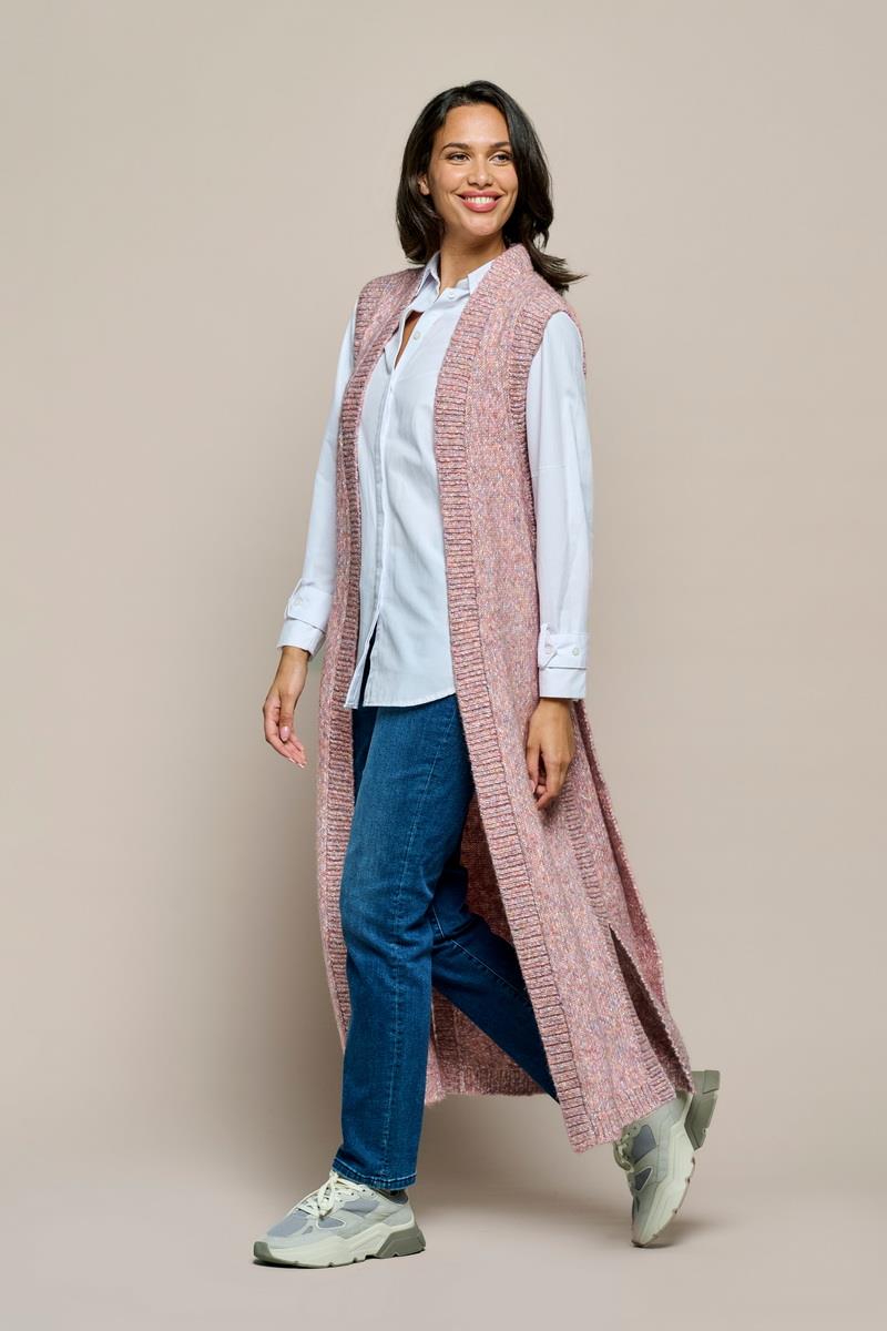 Lange ärmellose Strick Cardigan Weste