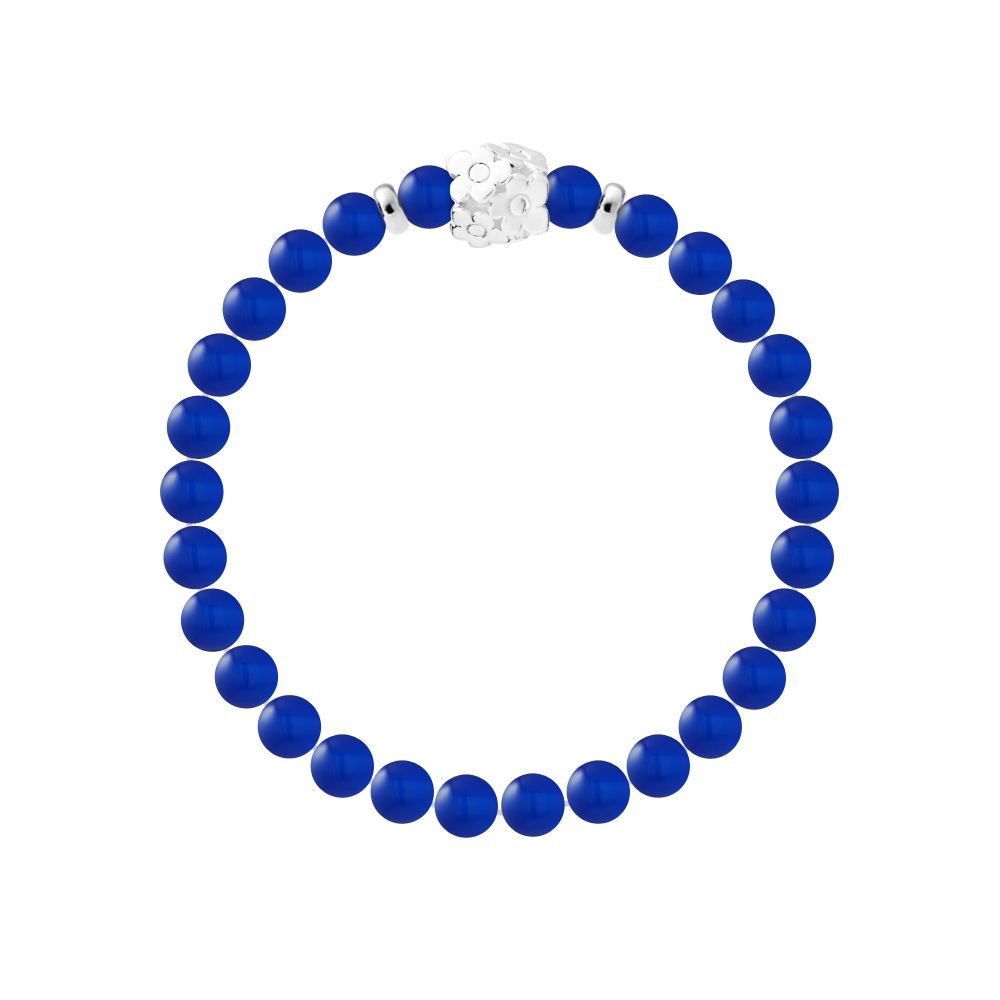 Blaues Achat Sterling Silber Perlenarmband
