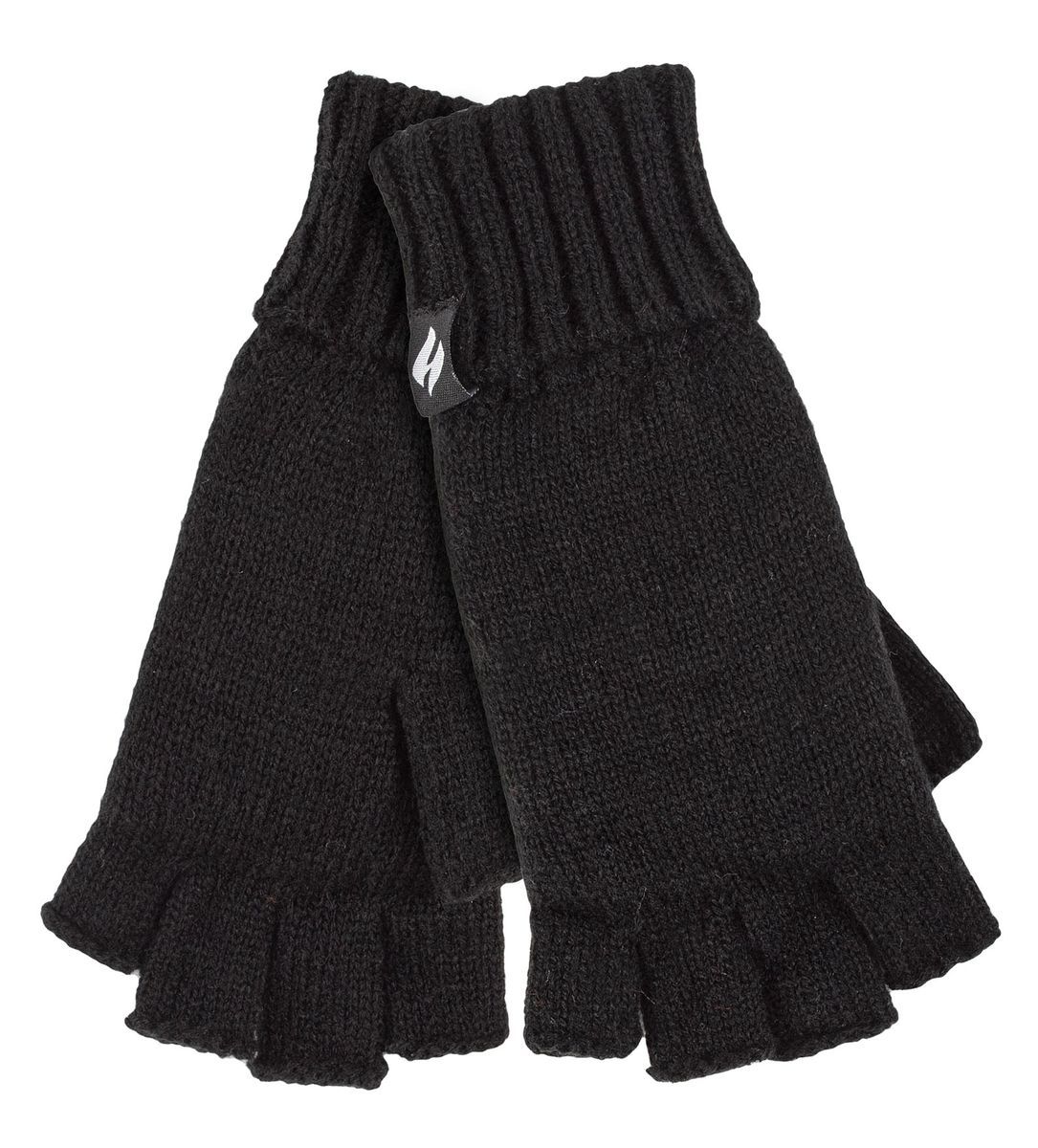 Ladies Solid Knitted Fingerless Gloves | HEAT HOLDERS | Schwarz