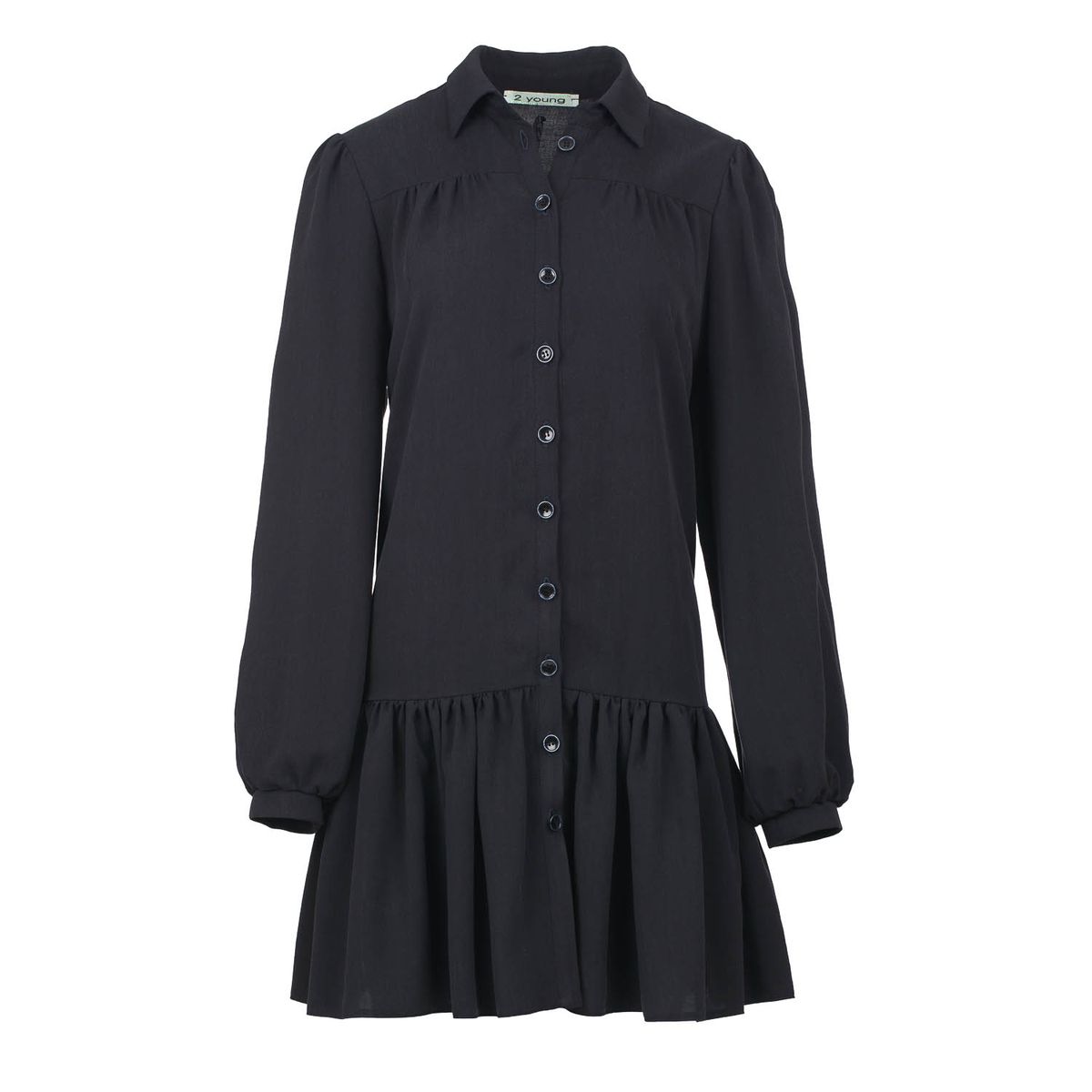 Gestuftes Tencel-Kleid mit Knopfleiste