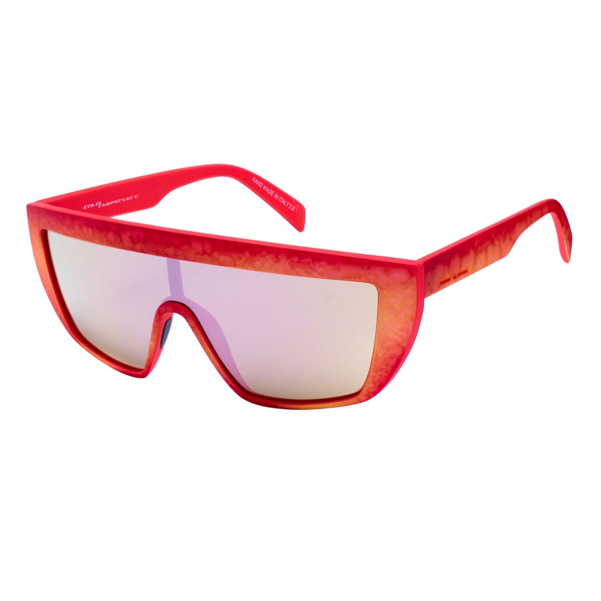 Markante Schild-Sonnenbrille aus rotem Acetat