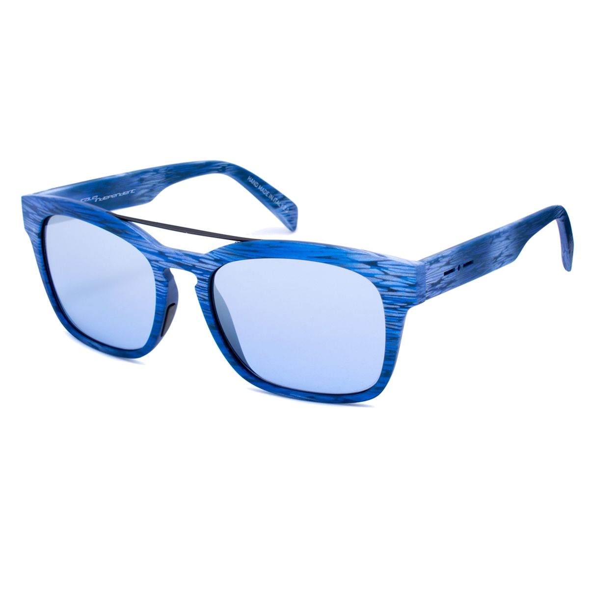 Quadratische Sonnenbrille mit blauem Acetatgestell
