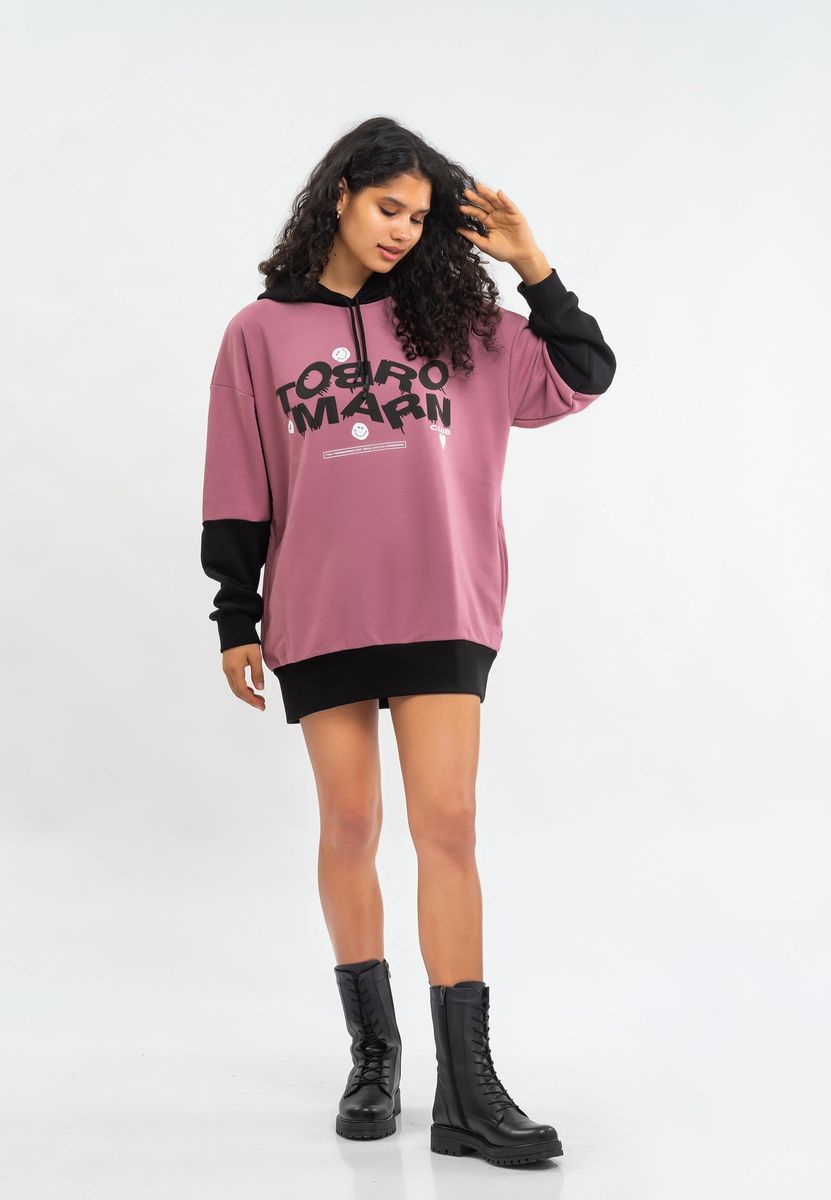 Übergroßes Kapuzenkleid mit Logo-Rückseite