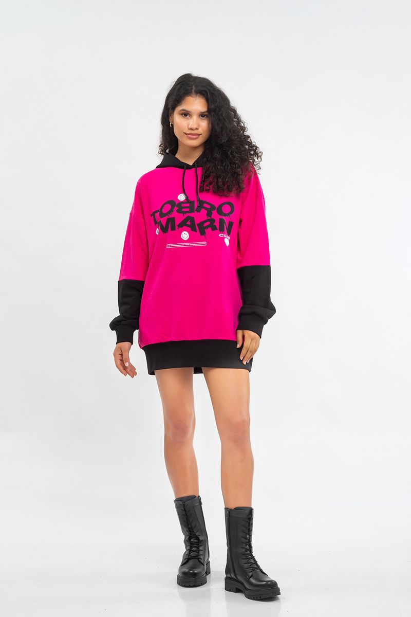 Übergroßes Kapuzenkleid mit Logo-Rückseite