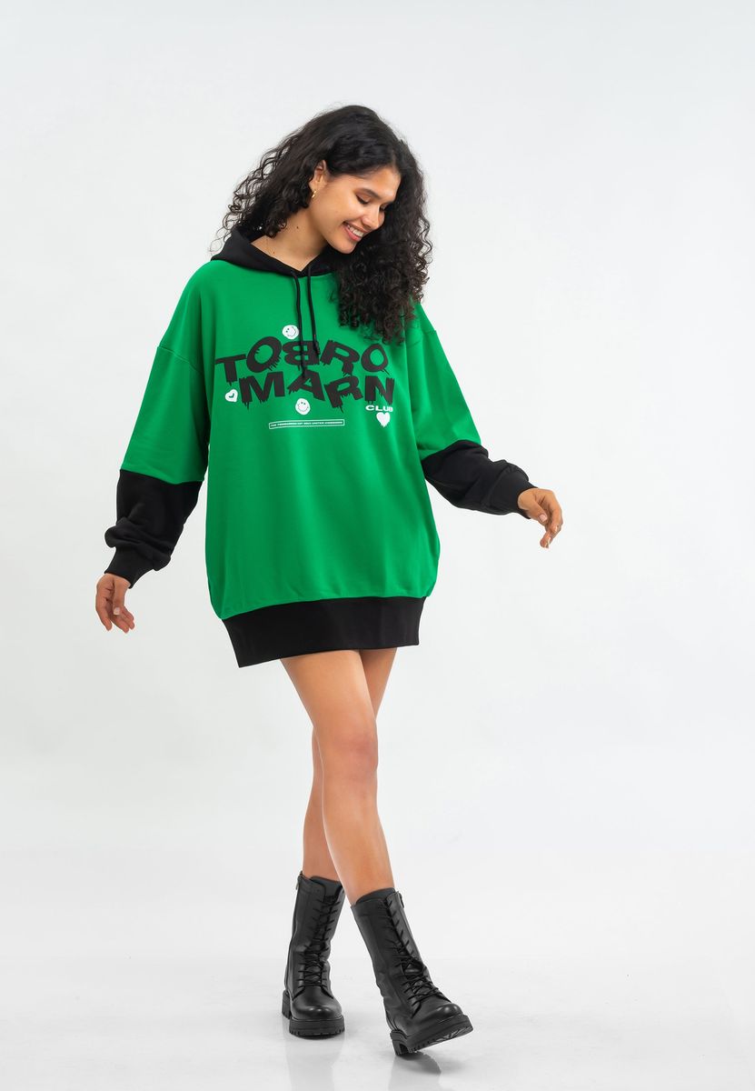Übergroßes Kapuzenkleid mit Logo-Rückseite