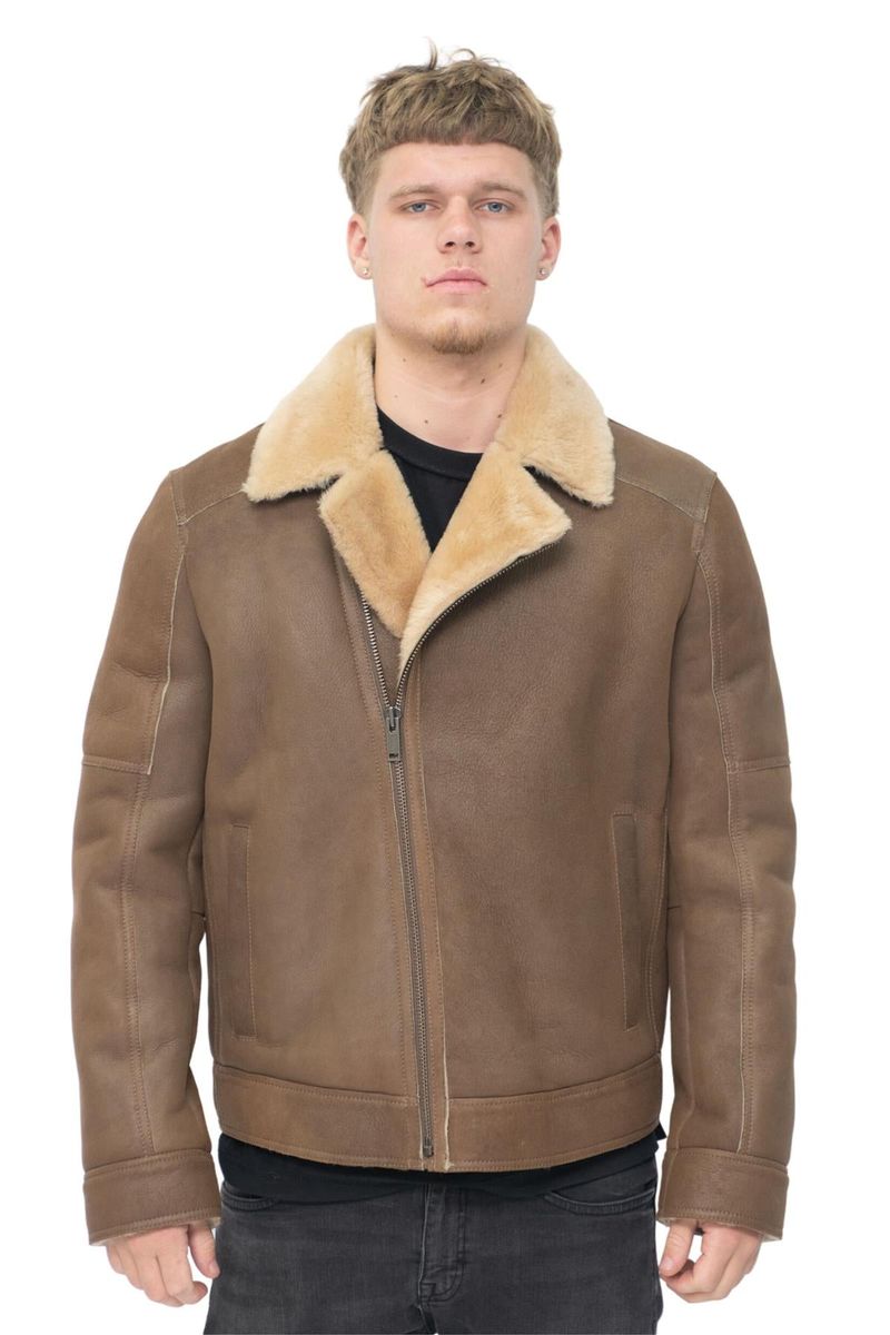 Herren Bikerjacke aus Shearling-Leder