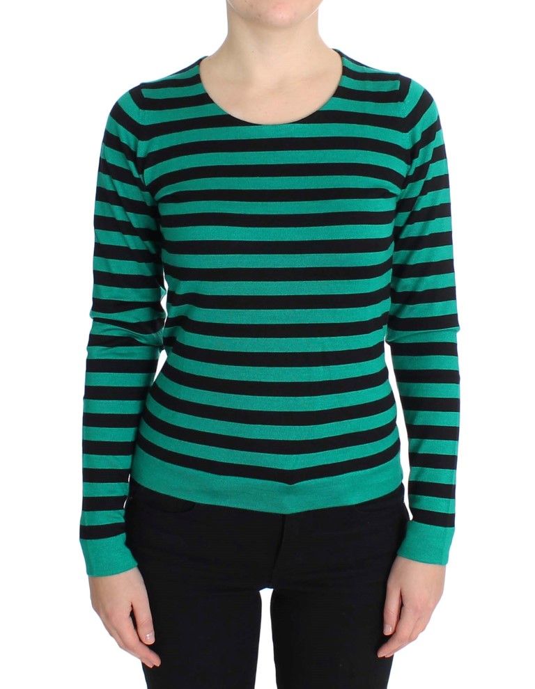 Gestreifter Kaschmir-Seide Strickpullover