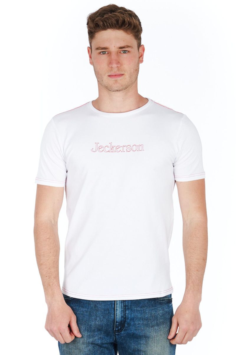 Klassisches weißes T-Shirt mit Rundhalsausschnitt