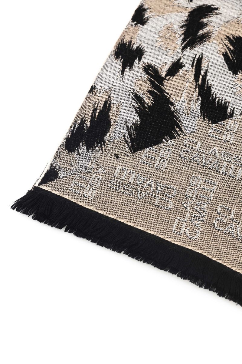 Wollschal mit Animal-Print und Logo