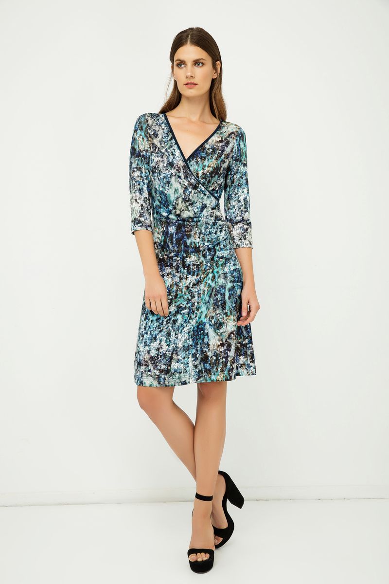 Bedrucktes Jersey-Kleid in Wickeloptik