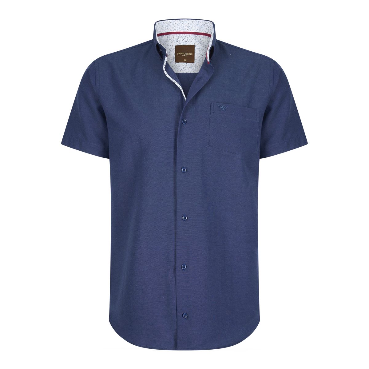 Marineblaues Kurzarm-Button-Down-Hemd