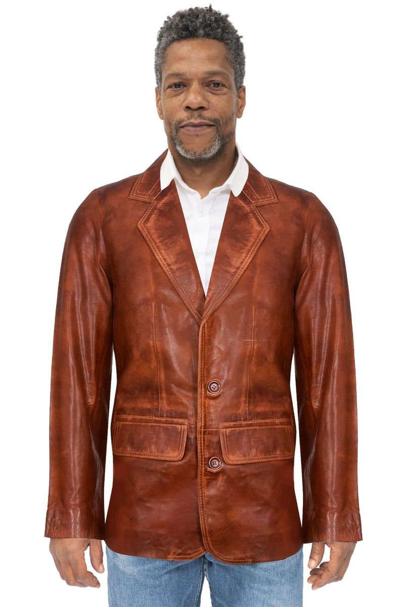 Herren-Blazer Jacke aus braunem Leder