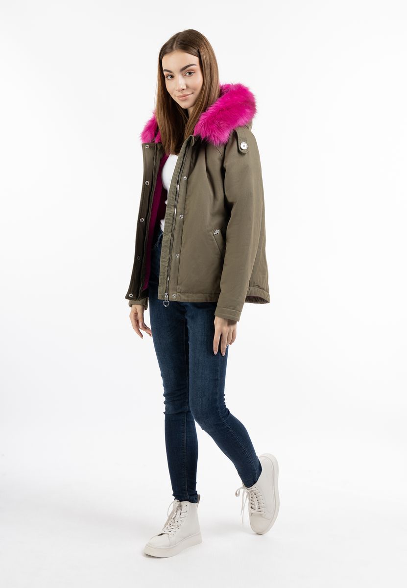 Wattierter Parka mit Kunstfellkapuze