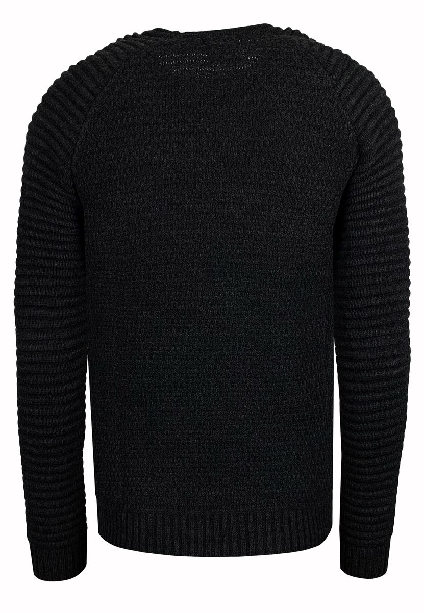 Strukturierter Grobstrick-Pullover mit Rundhalsausschnitt