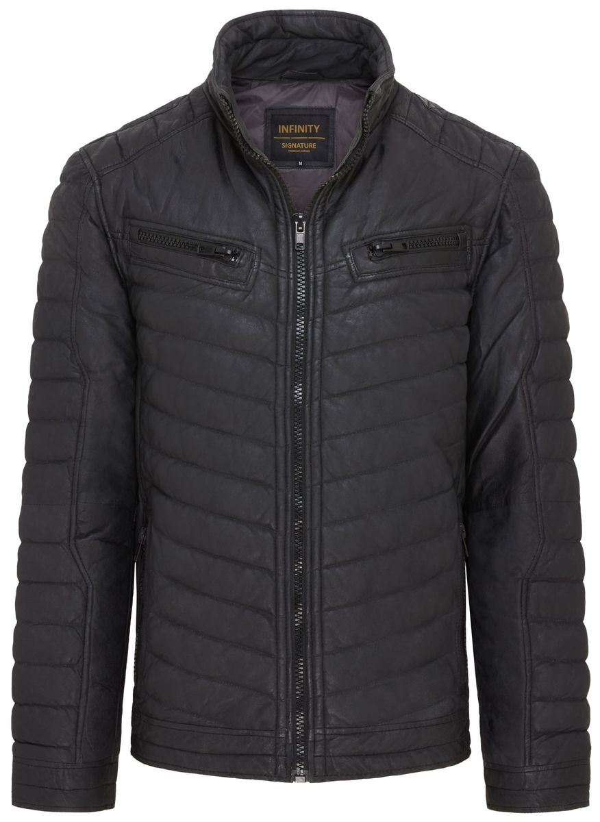 Gesteppte Herren Puffer Leder Bomberjacke