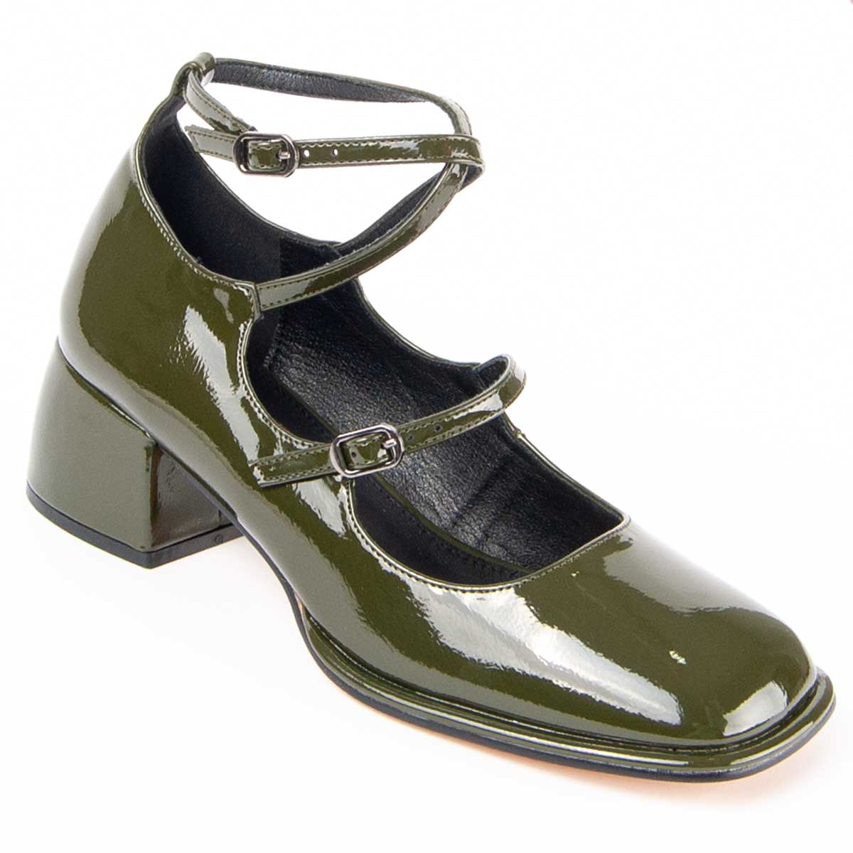 Mary-Janes aus Lackleder mit Mehrfachriemen