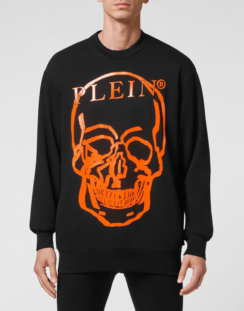 Totenkopf Grafik Baumwollfleece Sweatshirt