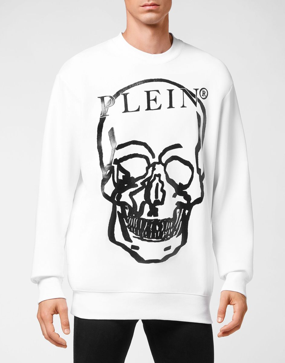Totenkopf Grafik Baumwollfleece Sweatshirt