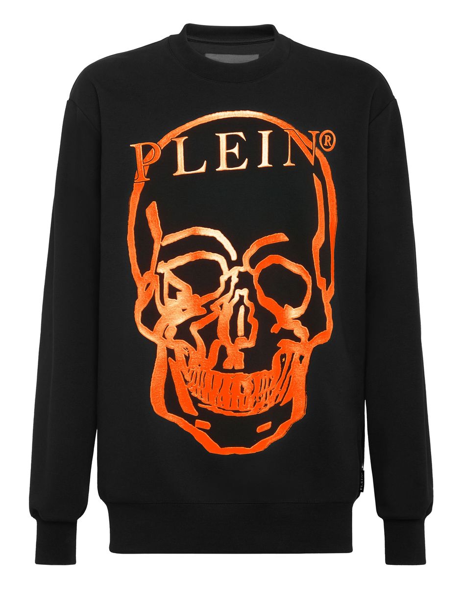 Fleece-Pullover mit Totenkopf-Grafik