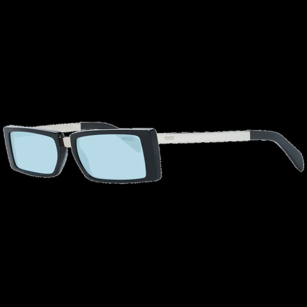 Rechteckige Sonnenbrille mit silbernen Bügeln