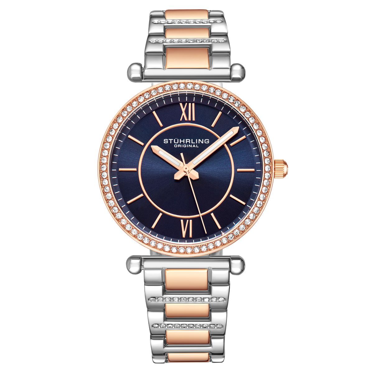 Elegante zweifarbige Uhr mit Kristallakzenten