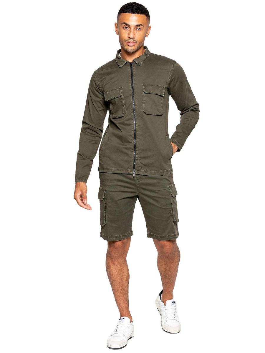 Cargo-Overshirt und Shorts Set mit Reißverschluss