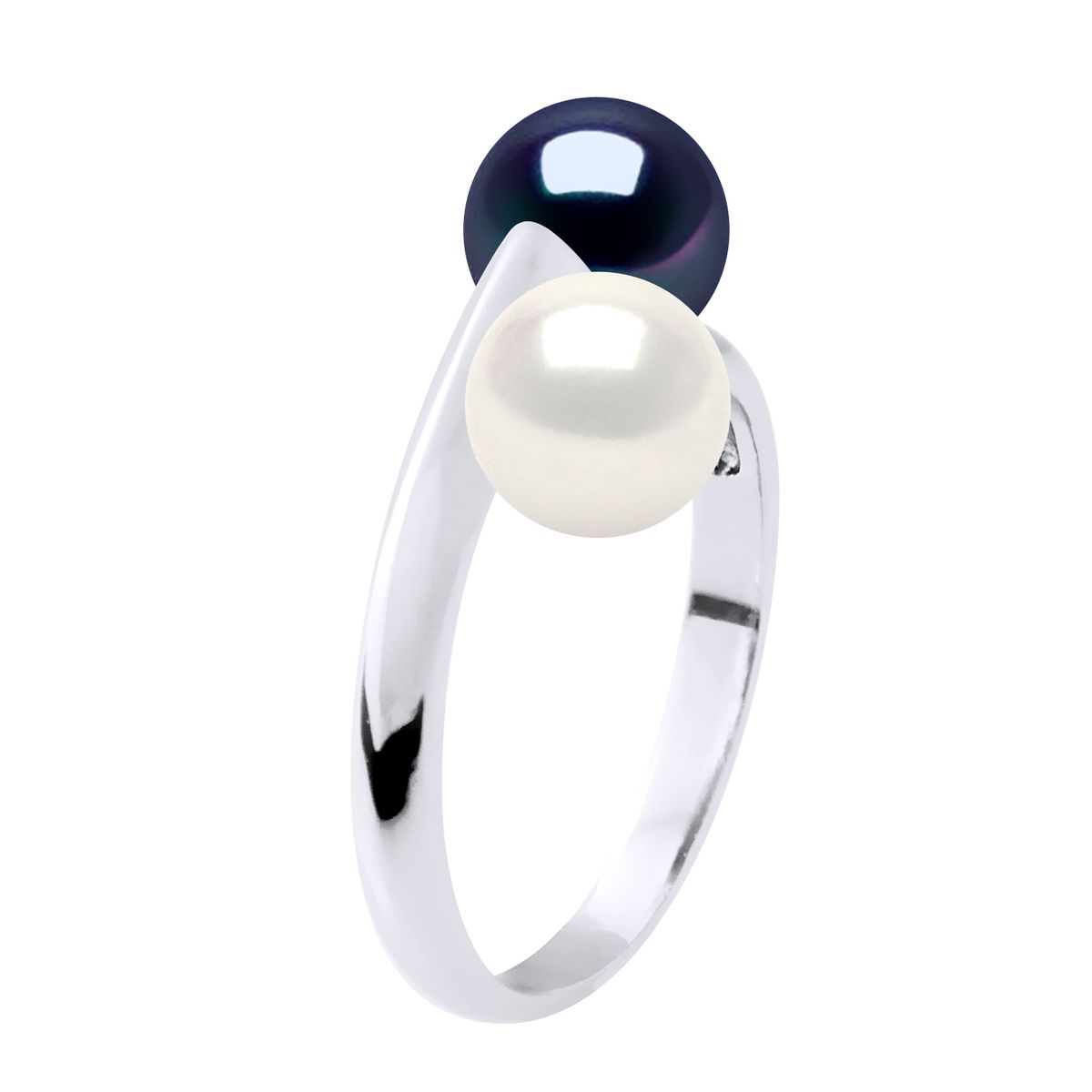 Eleganter Bypass-Ring mit Zwillingsperlen