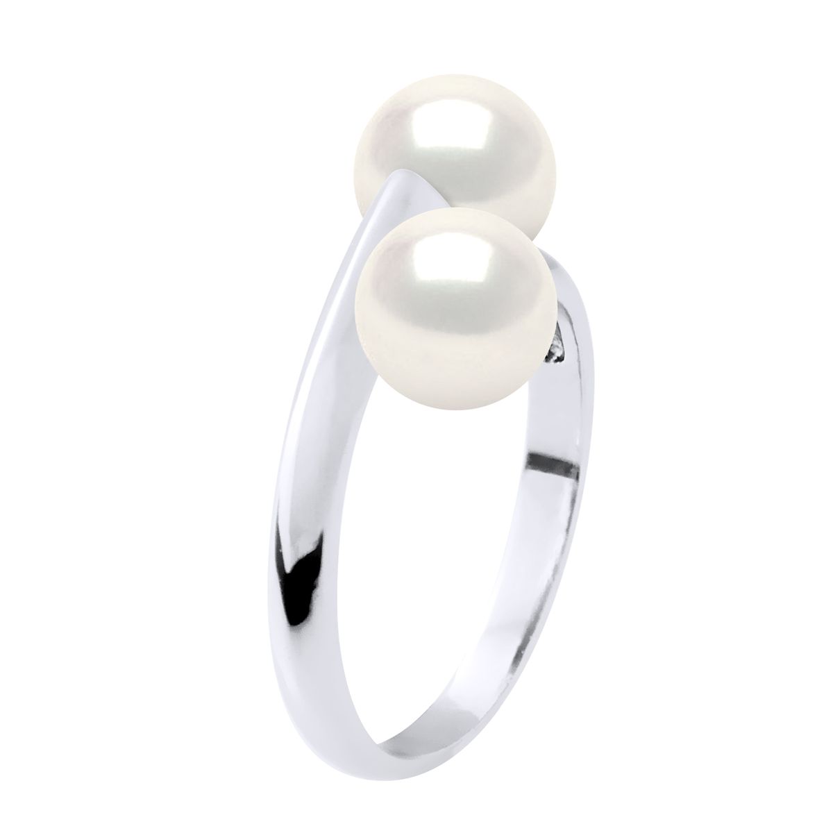 Eleganter Bypass-Ring mit Zwillingsperlen