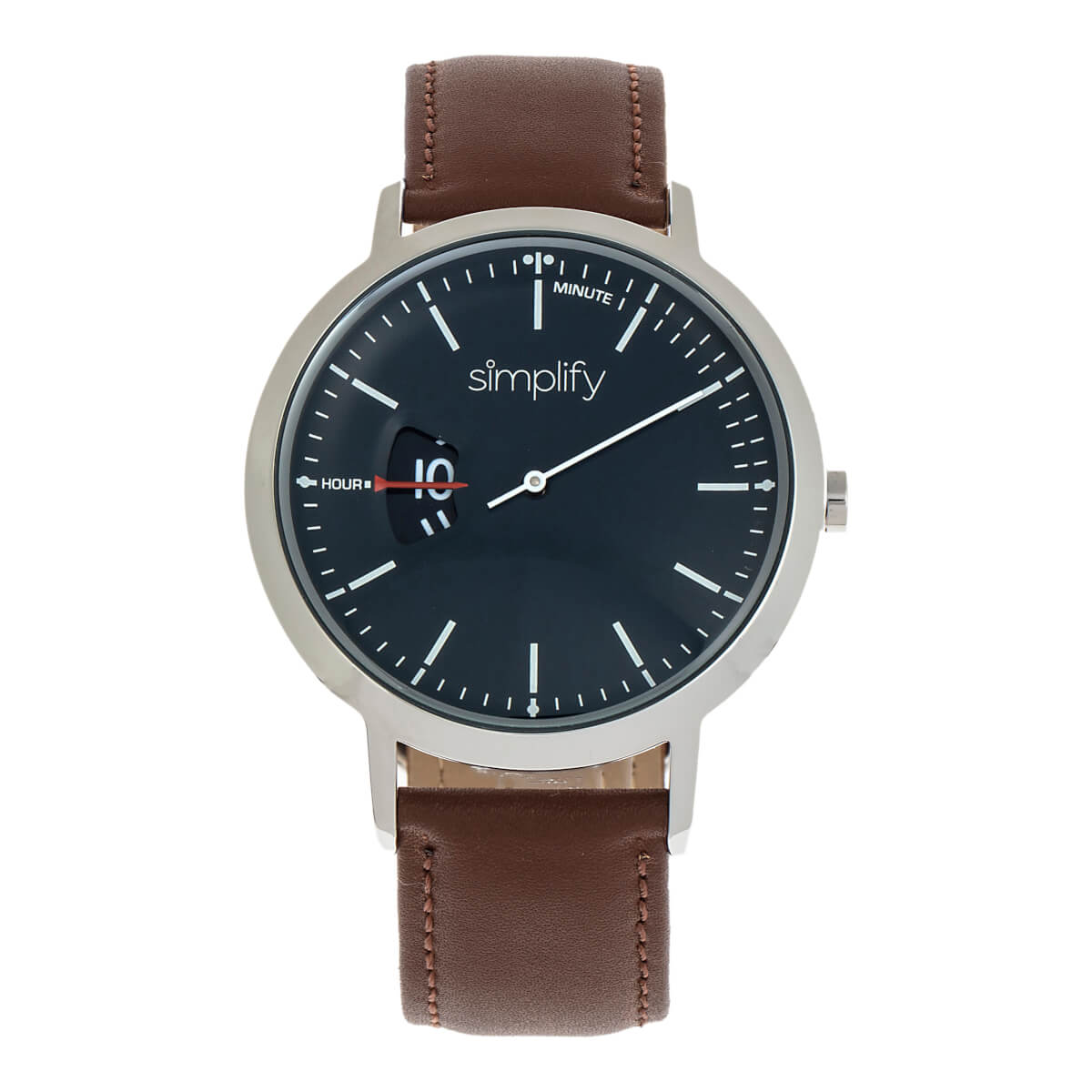Minimalistische Analoguhr mit Lederarmband