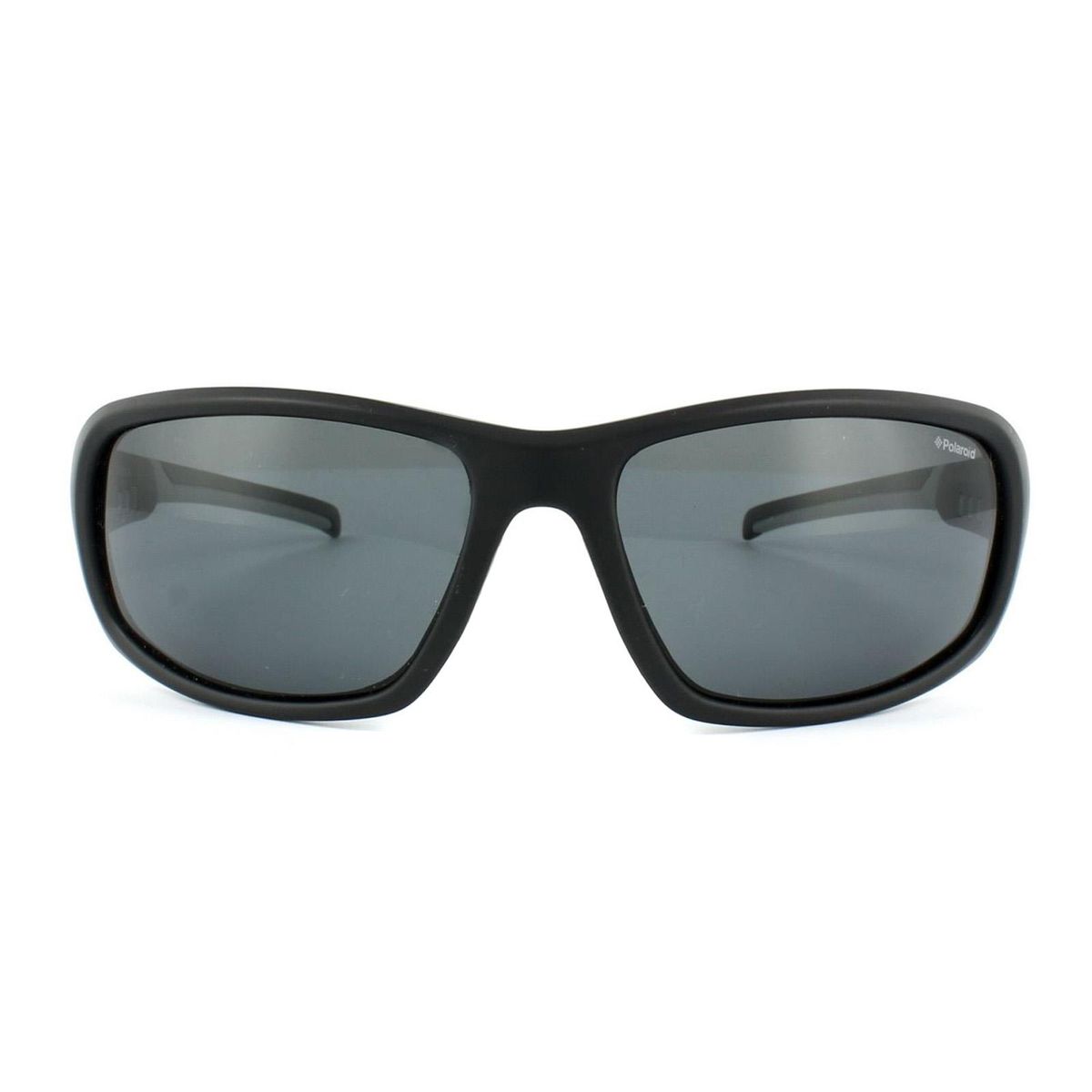 Sportliche, schwarze polarisierte Wrap-Sonnenbrille