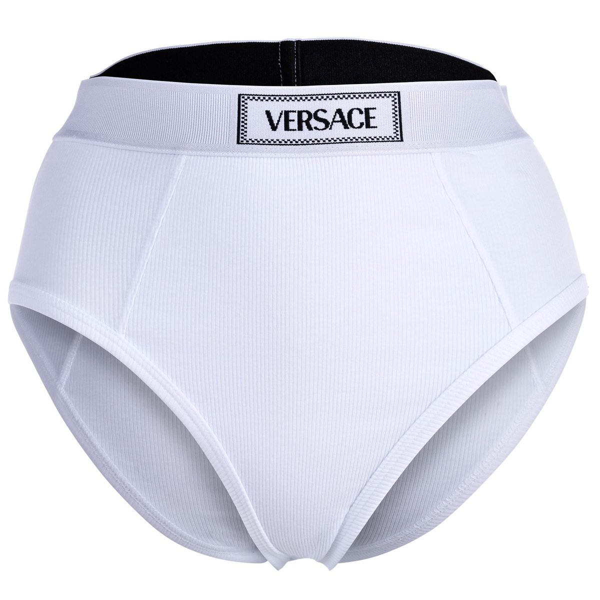 Gerippter Slip mit hohem Bund und Logo